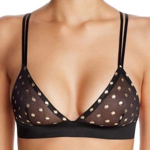 Sam Edelman Black/Gold-Dot Metallic Mesh Bralettem. Medium but fits like a small